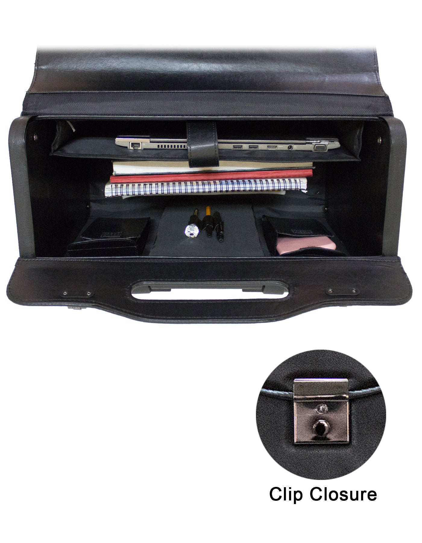 Fino 316-F4 PVC Leather 17" Laptop Pilot Trolley Case On 4 Wheels