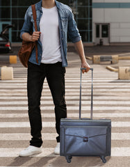 Fino 316-F4 PVC Leather 17" Laptop Pilot Trolley Case On 4 Wheels