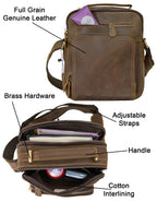 Fino 5207-A Unisex Full Grain Genuine Leather Crossbody/ Sling Bag