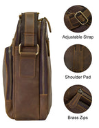 Fino 5207-A Unisex Full Grain Genuine Leather Crossbody/ Sling Bag