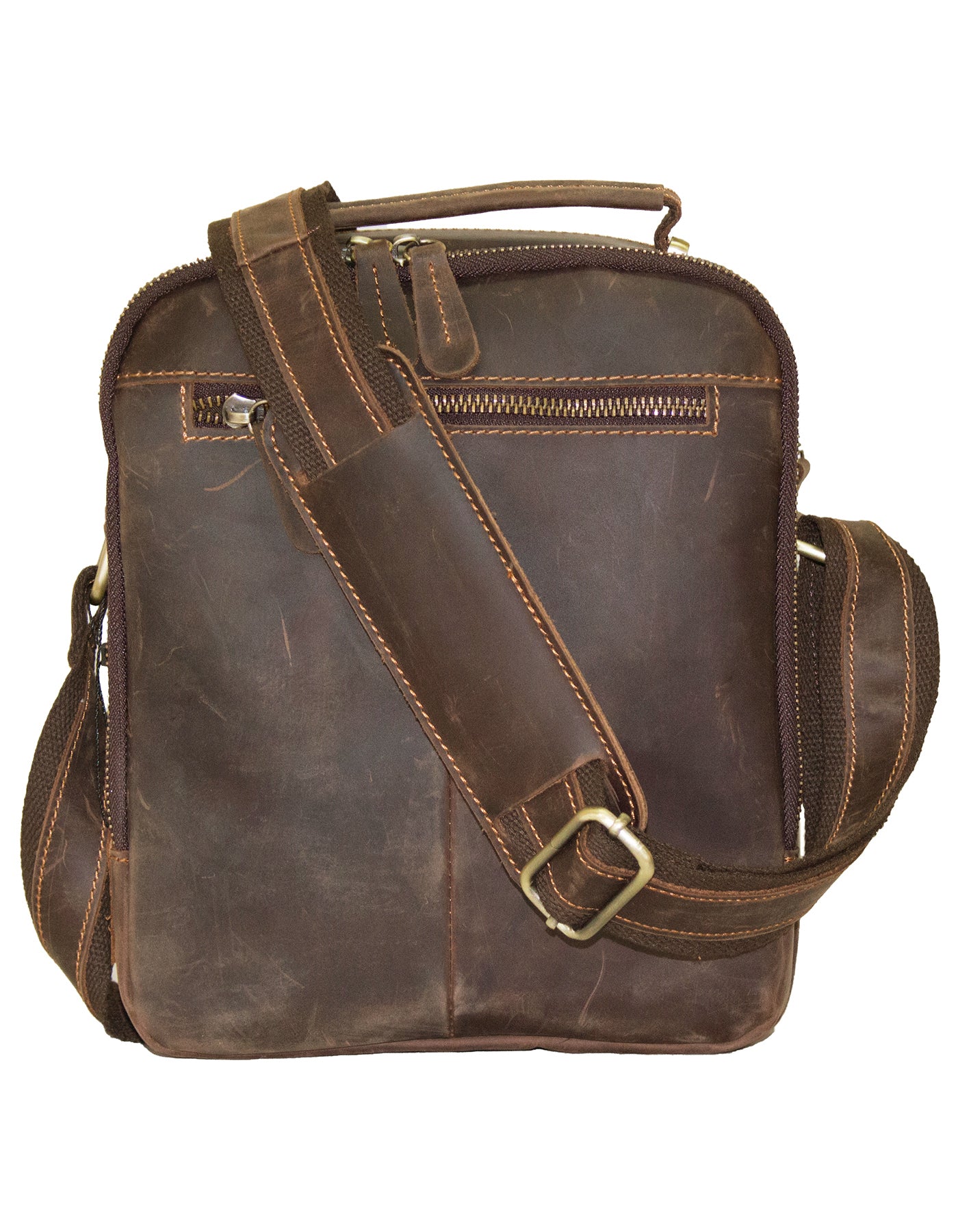 Fino 5207-B Unisex Full Grain Genuine Leather Sling/ Crossbody Bag