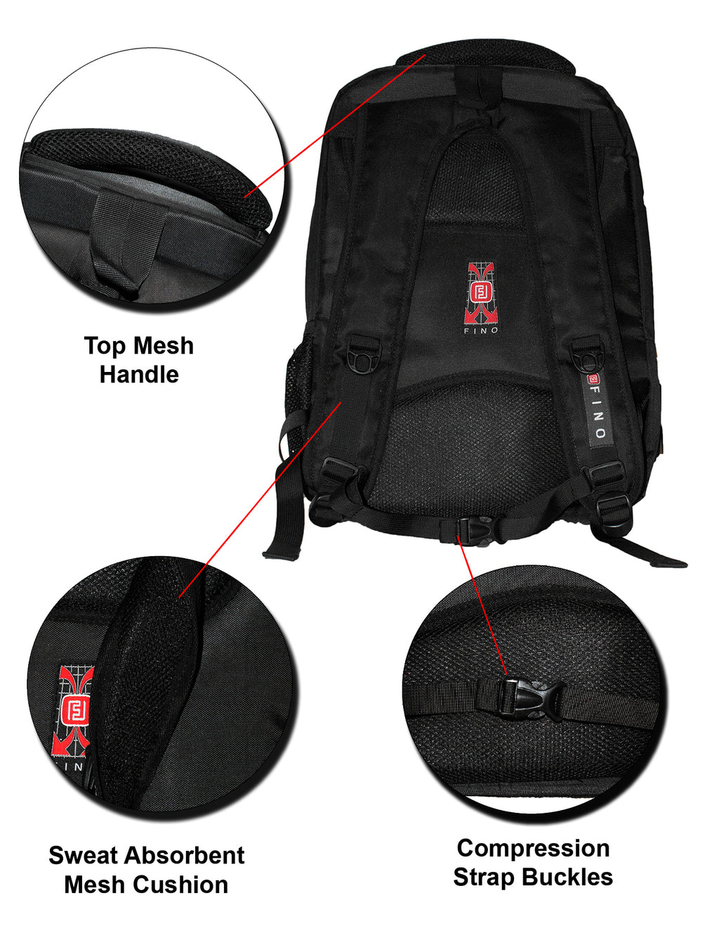 Fino 579 Unisex 15 inch Laptop Backpack - Black