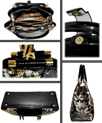 Fino 6228+A59 Luxury Patent Faux Leather Shoulder Bag with Purse Set