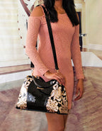 Fino 6228+A59 Luxury Patent Faux Leather Shoulder Bag with Purse Set
