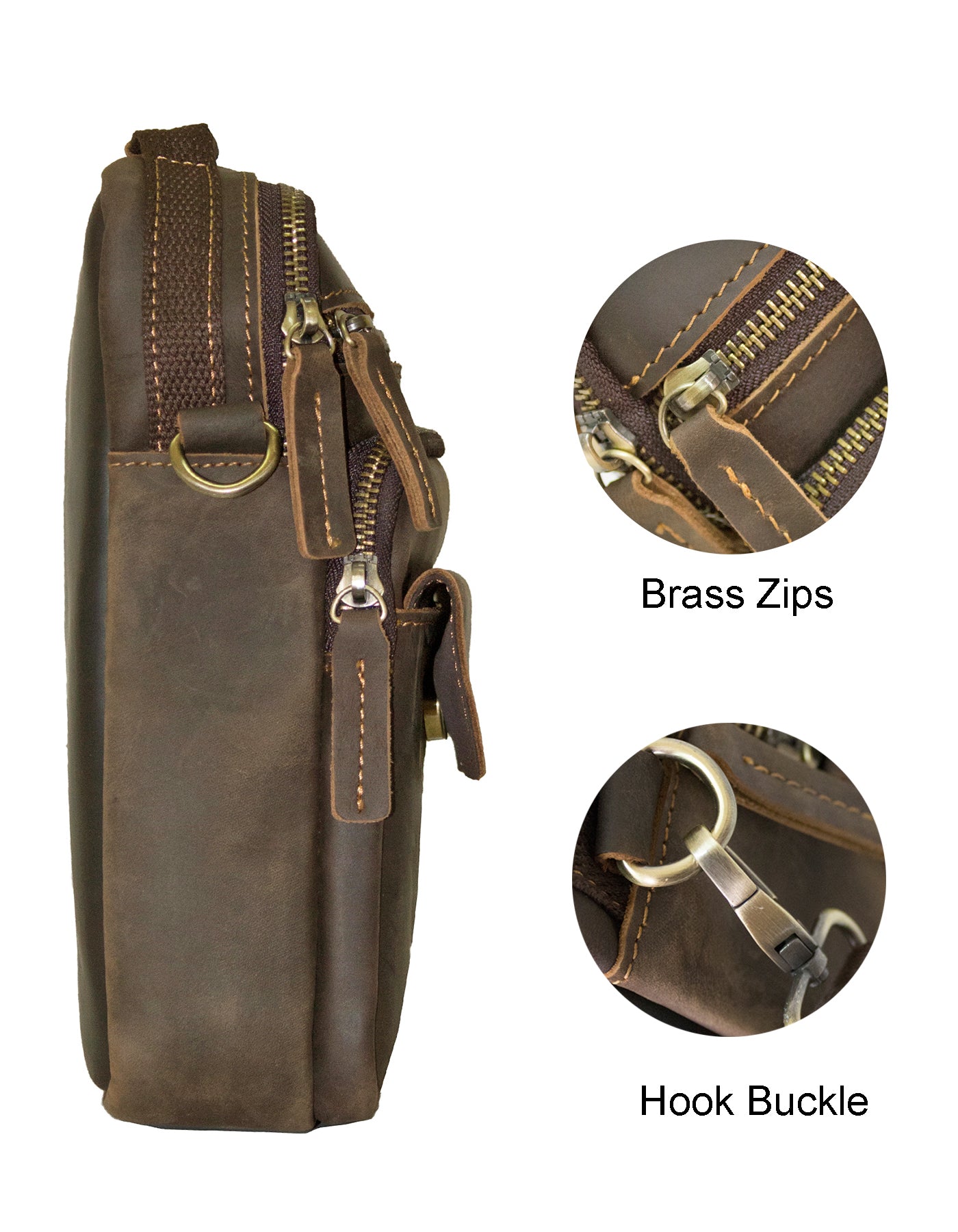 Fino 6592-1 Unisex Sling/ Crossbody Full Grain Genuine Leather Bag