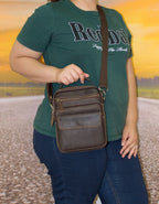 Fino 6592-1 Unisex Sling/ Crossbody Full Grain Genuine Leather Bag