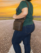 Fino 6592-3 Unisex Full Grain Genuine Leather Sling/ Shoulder Bag