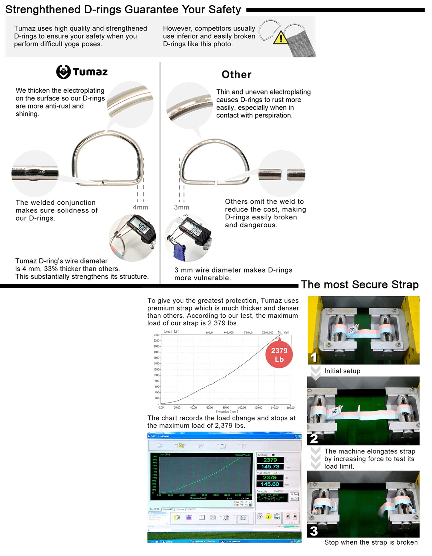 Tumaz 8ft Premium Physical Therapy Yoga Fitness Strap