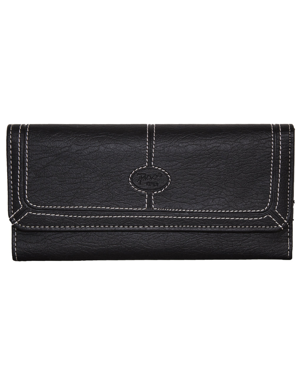 Fino 916-765 Faux Leather Edge Stitched Long Card Holder Purse