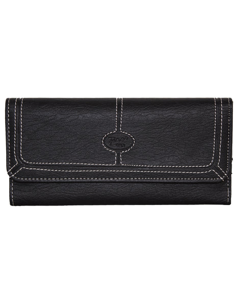Fino 916-765 Faux Leather Edge Stitched Long Card Holder Purse