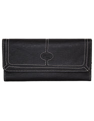 Fino 916-765 Faux Leather Edge Stitched Long Card Holder Purse