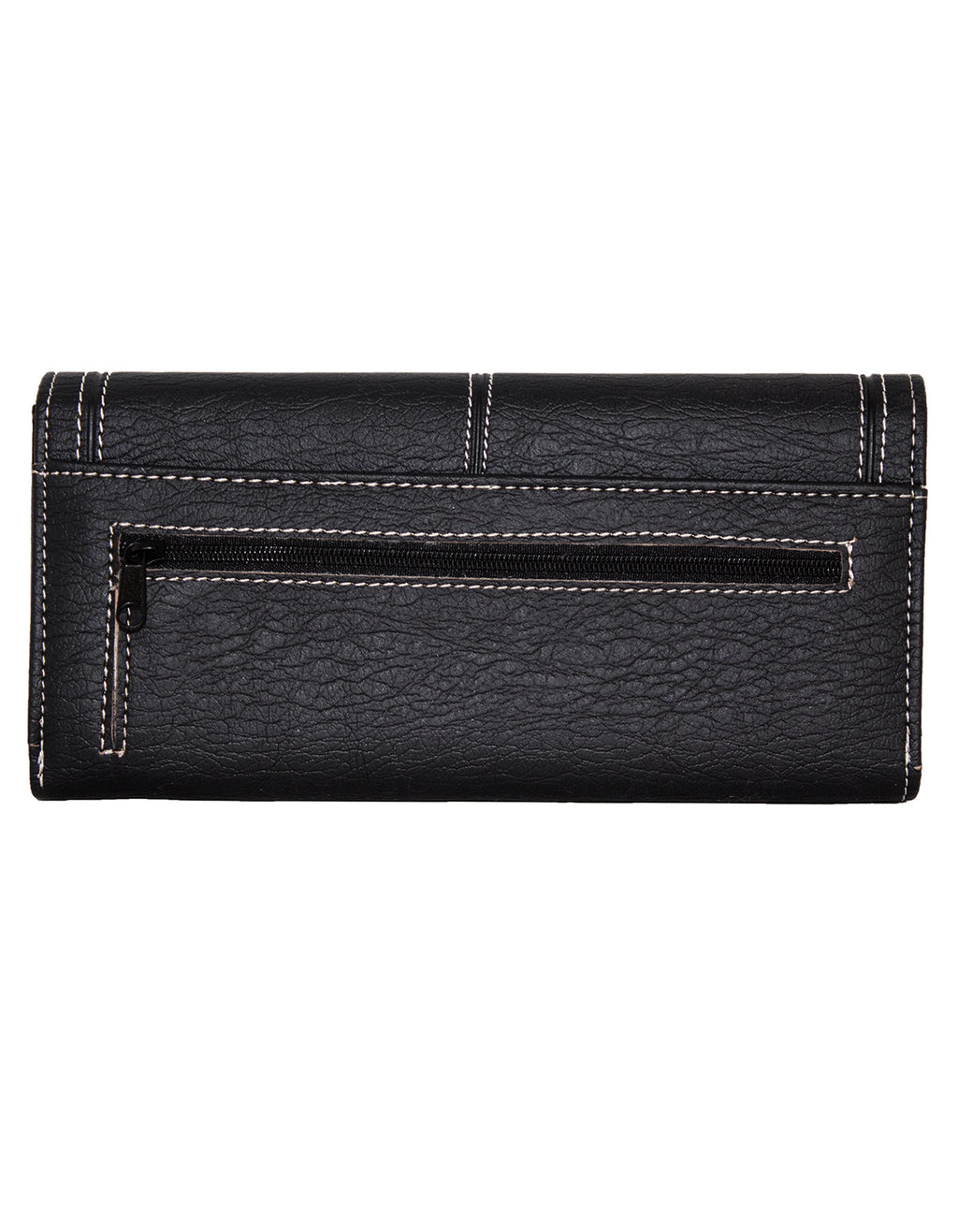 Fino 916-765 Faux Leather Edge Stitched Long Card Holder Purse