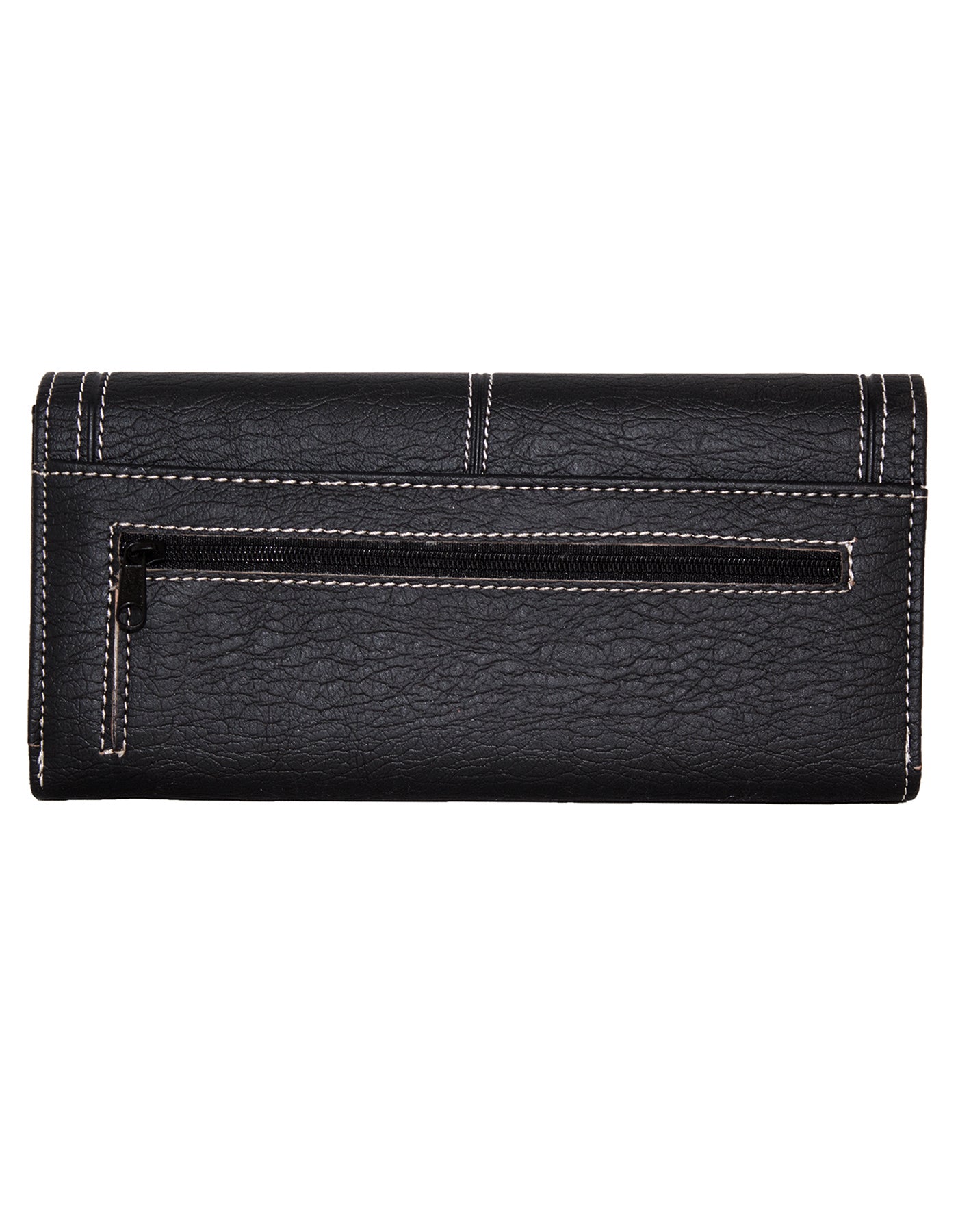Fino 916-765 Faux Leather Edge Stitched Long Card Holder Purse
