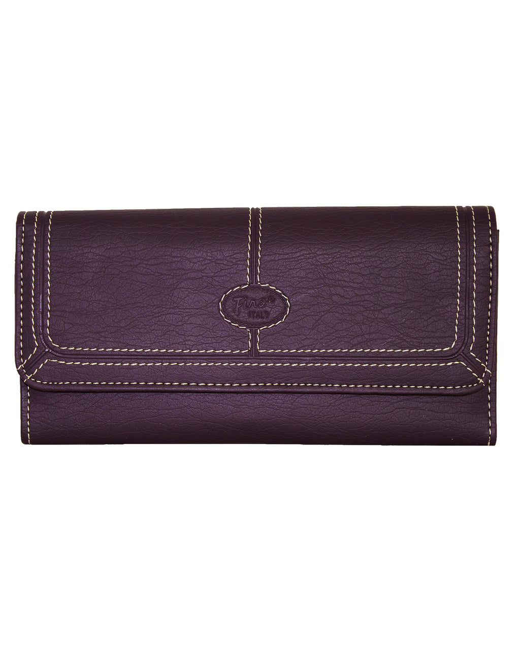 Fino 916-765 Faux Leather Edge Stitched Long Card Holder Purse