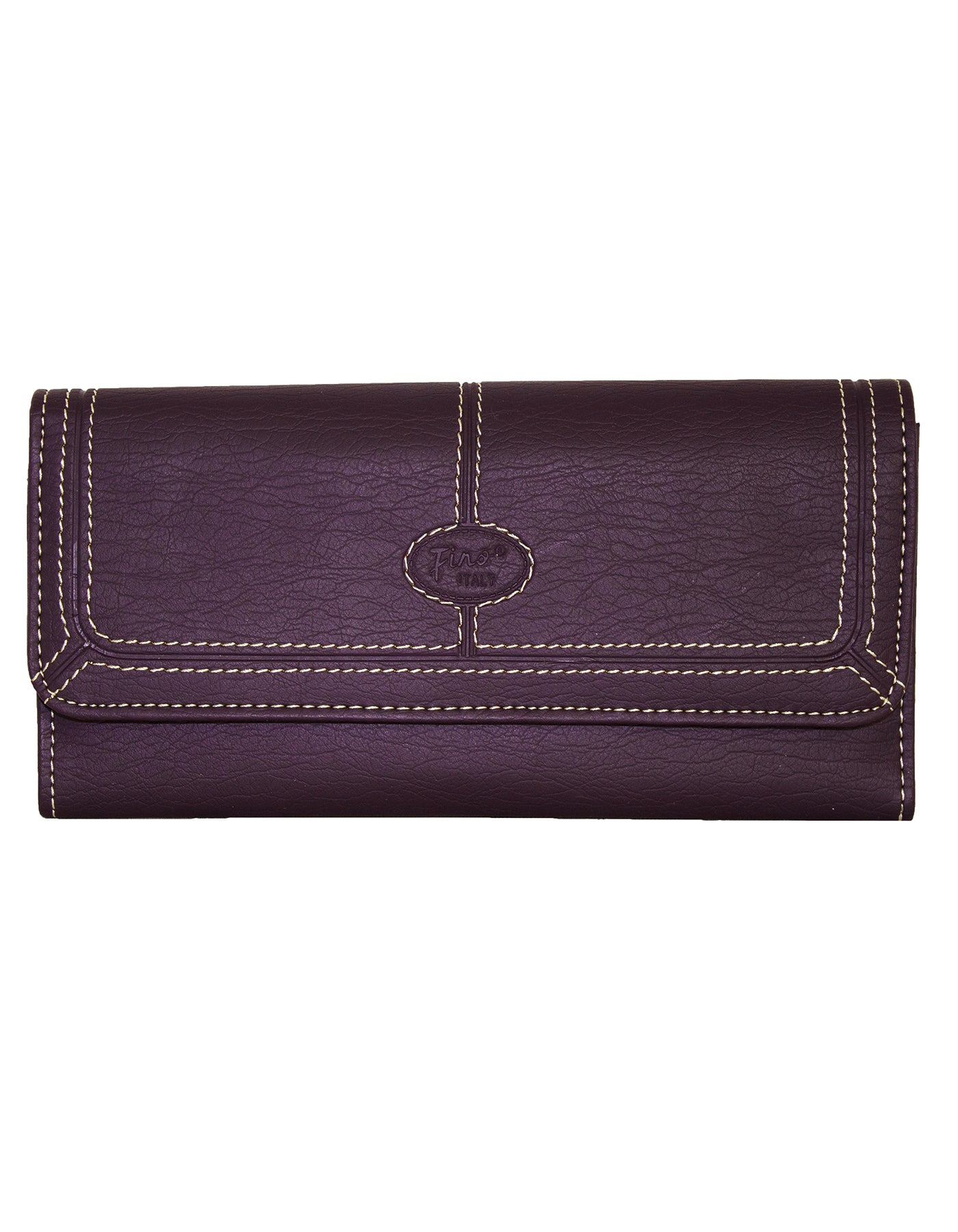 Fino 916-765 Faux Leather Edge Stitched Long Card Holder Purse