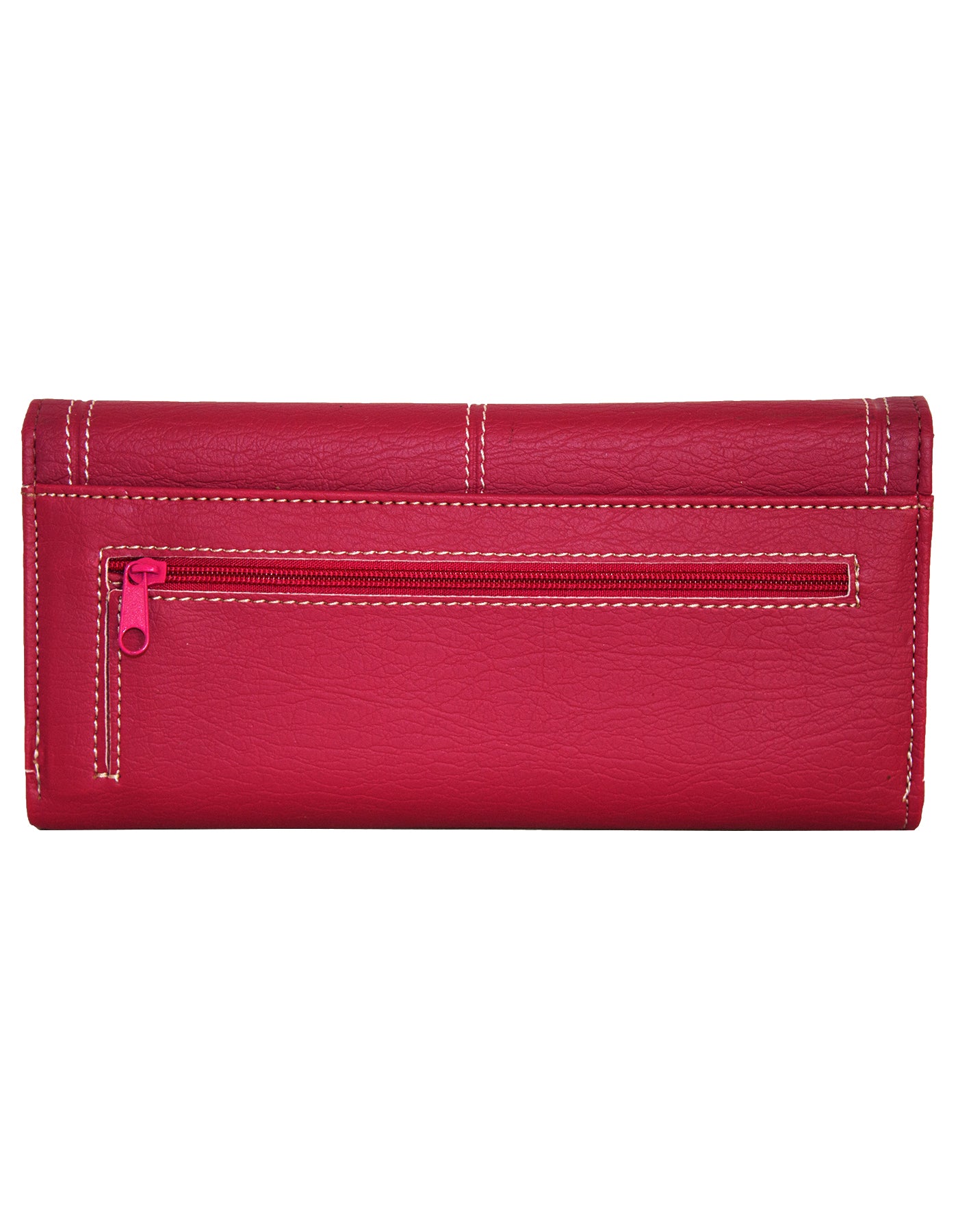 Fino 916-765 Faux Leather Edge Stitched Long Card Holder Purse