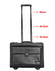 Fino 9216-AB003F Bonded Leather 17" Laptop Pilot Trolley Case On 2 Wheels