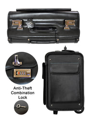 Fino 9216-AB003F Bonded Leather 17" Laptop Pilot Trolley Case On 2 Wheels