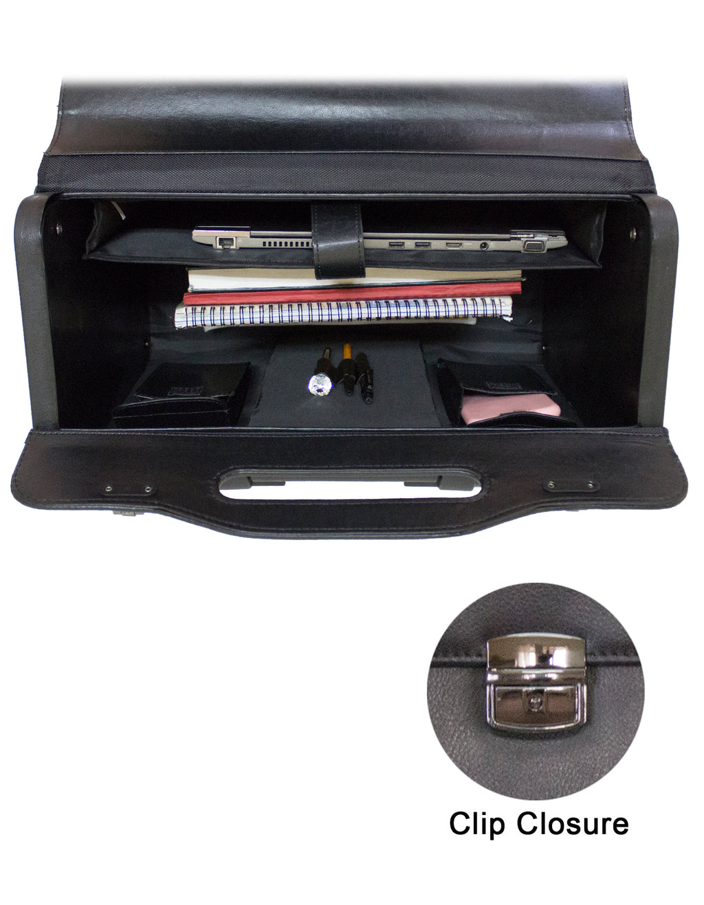 Fino 9216-AB003F Bonded Leather 17" Laptop Pilot Trolley Case On 2 Wheels