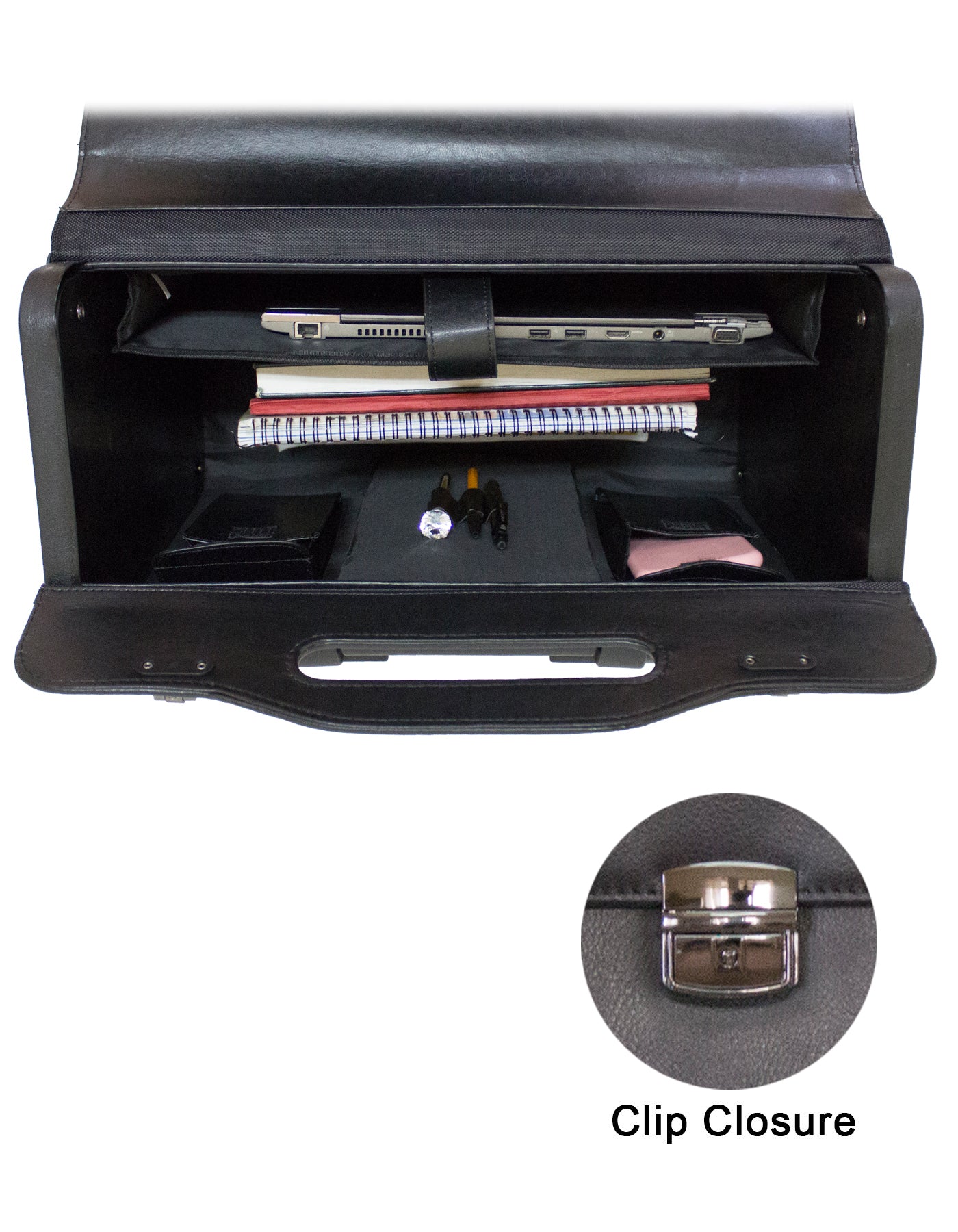 Fino 9216-AB003F Bonded Leather 17" Laptop Pilot Trolley Case On 2 Wheels