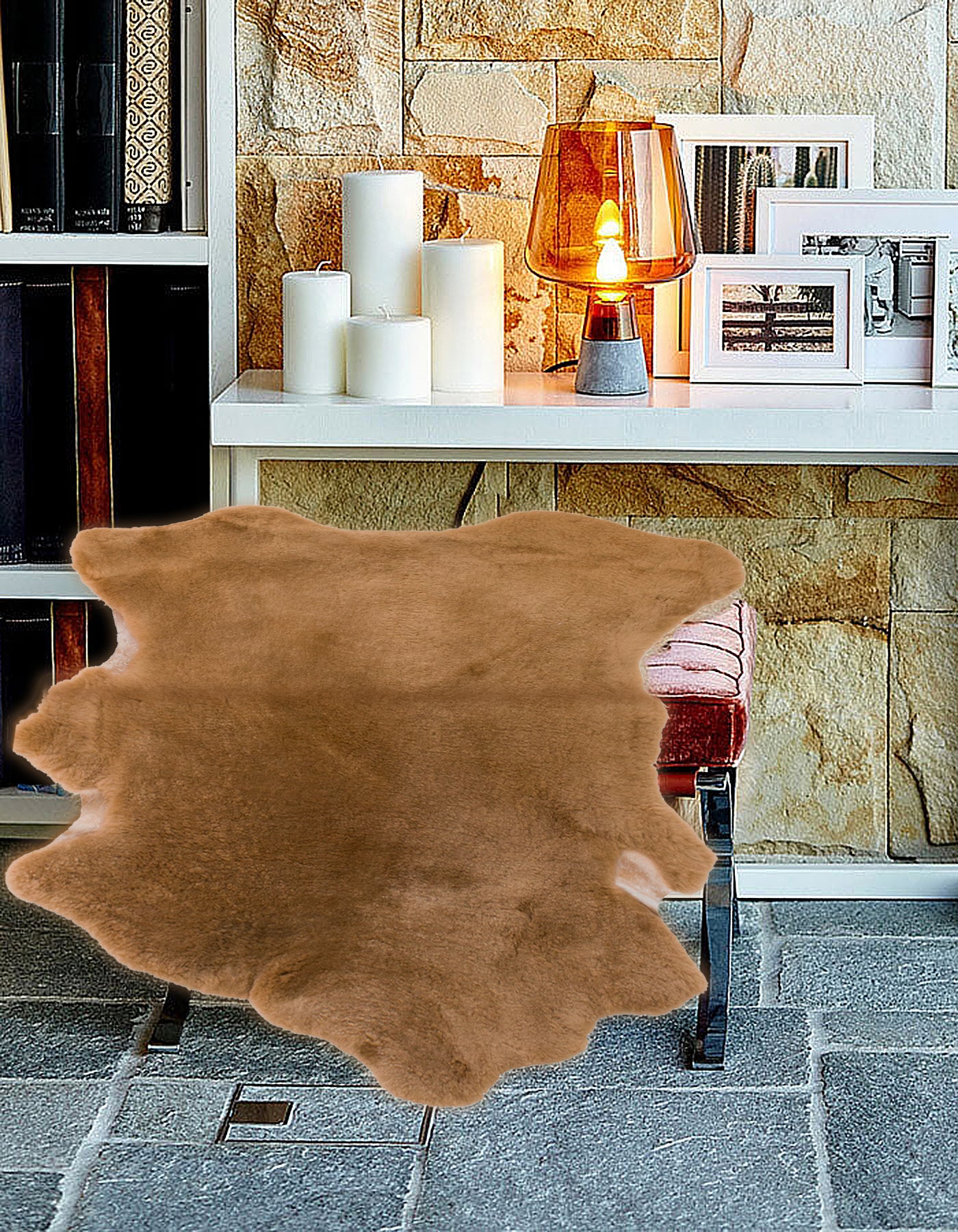 Luvsa AMT-221 100% Natural AAA Grade African Merino Sheep Skin Rug - Mocha