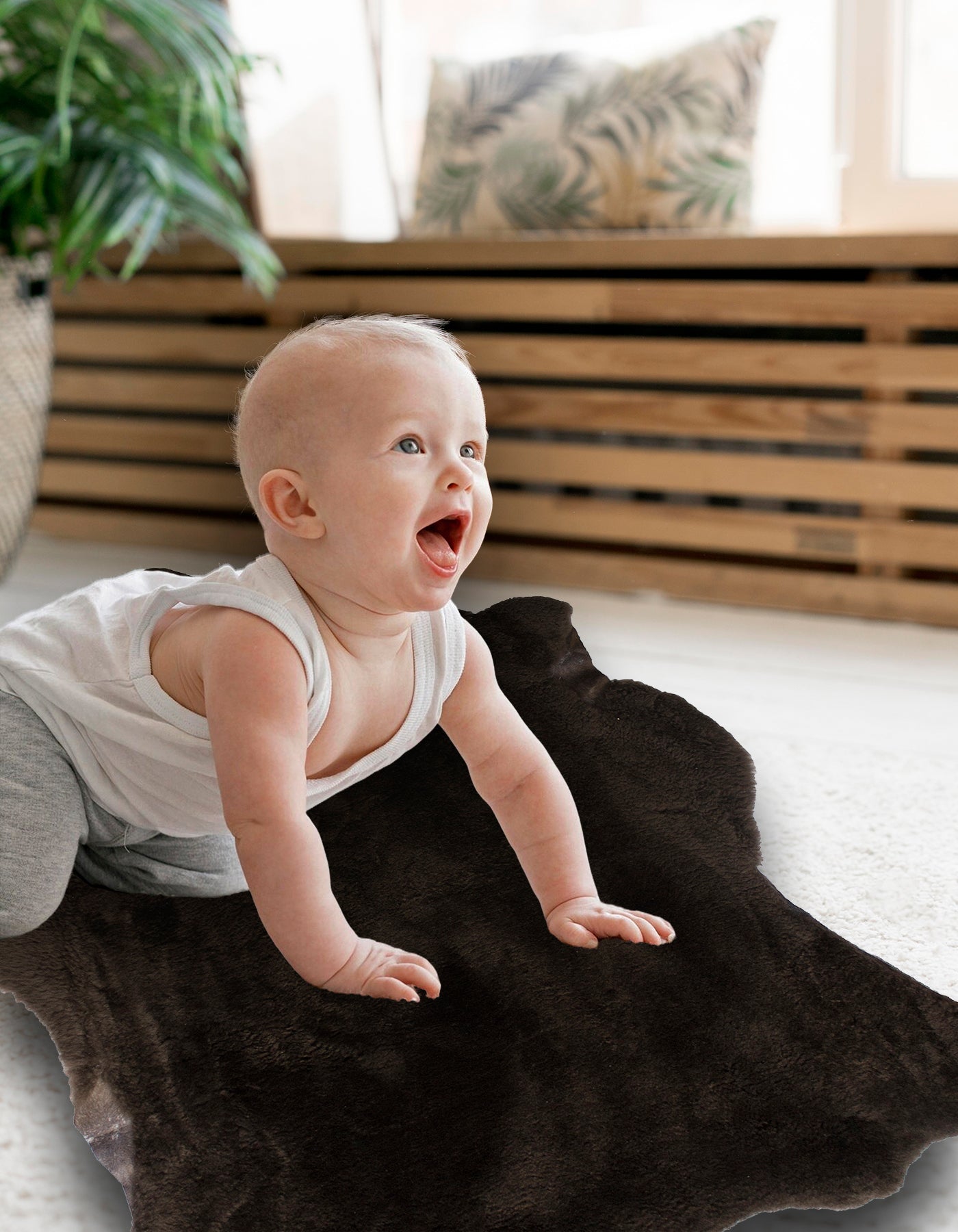 Luvsa AMT-227 100% Natural AAA Grade African Merino Sheep Skin Rug - Chocolate Brown