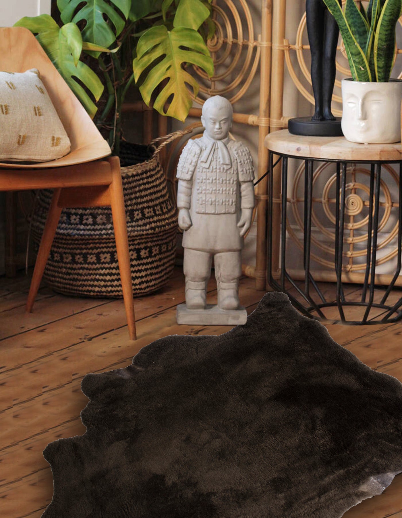 Luvsa AMT-227 100% Natural AAA Grade African Merino Sheep Skin Rug - Chocolate Brown