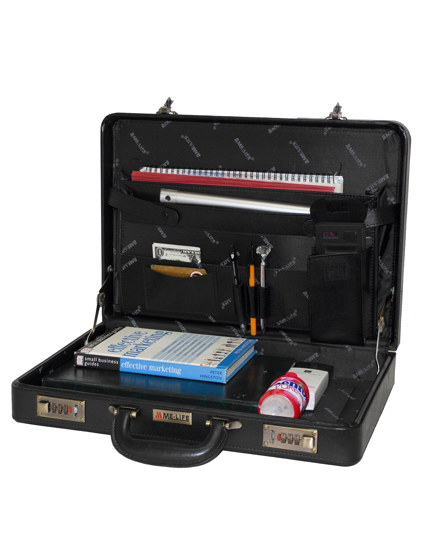 Fino AT-101 Faux Leather Business Briefcase with Dual Combination Locks