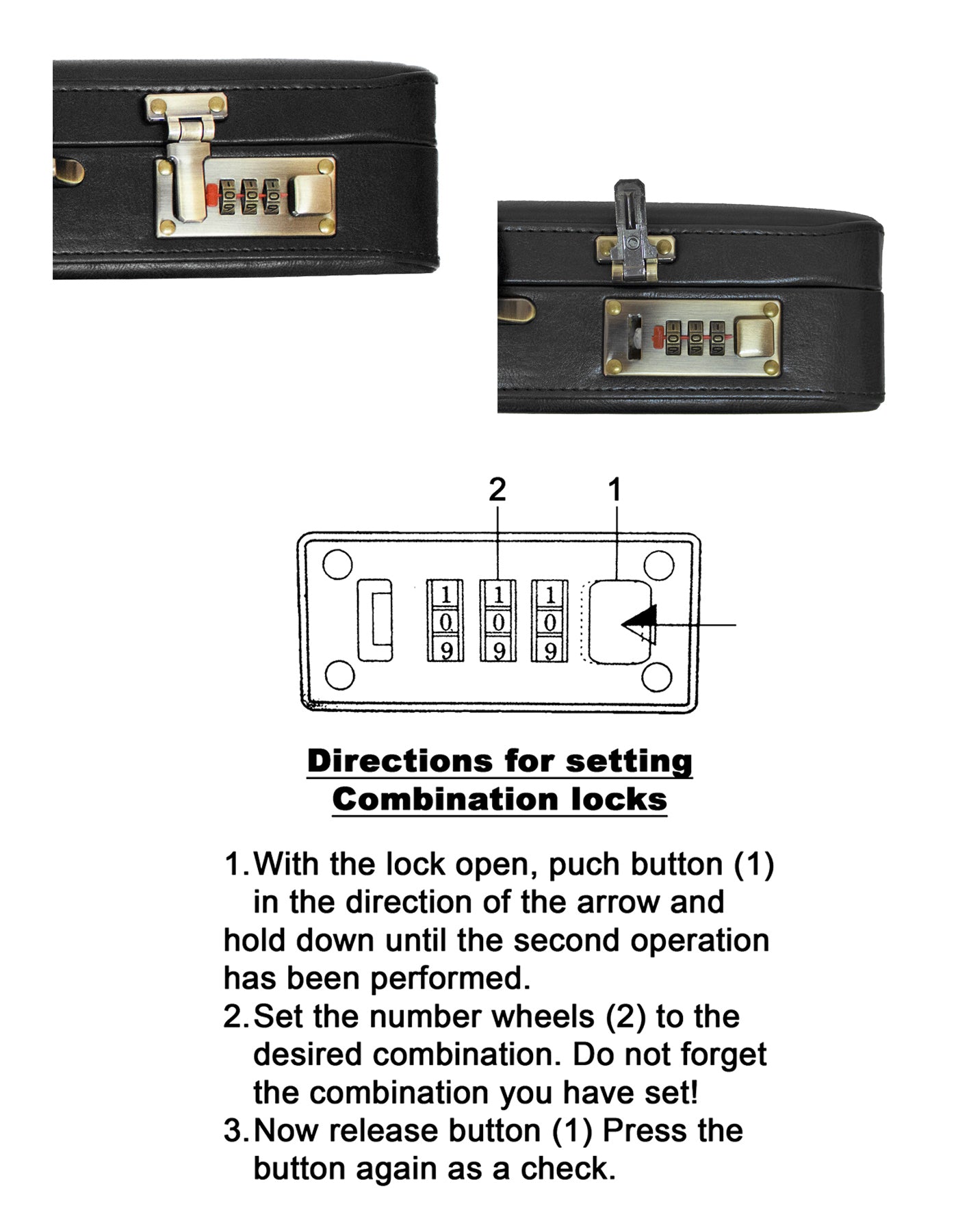 Fino AT-101 Faux Leather Business Briefcase with Dual Combination Locks