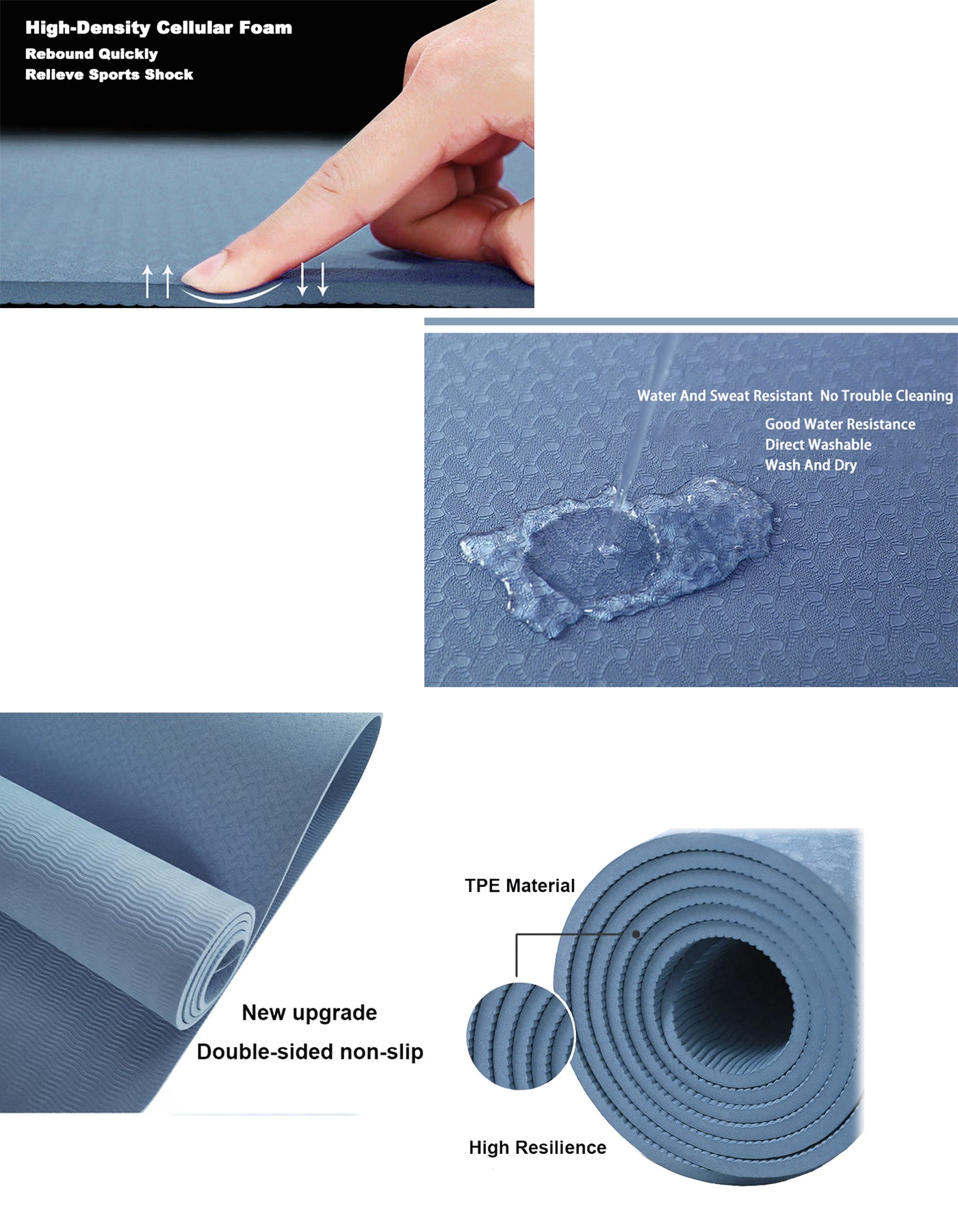 Tumaz Care AYM2401 Water Resistant Eco-friendly Non-Slip TPE Align Yoga Mat