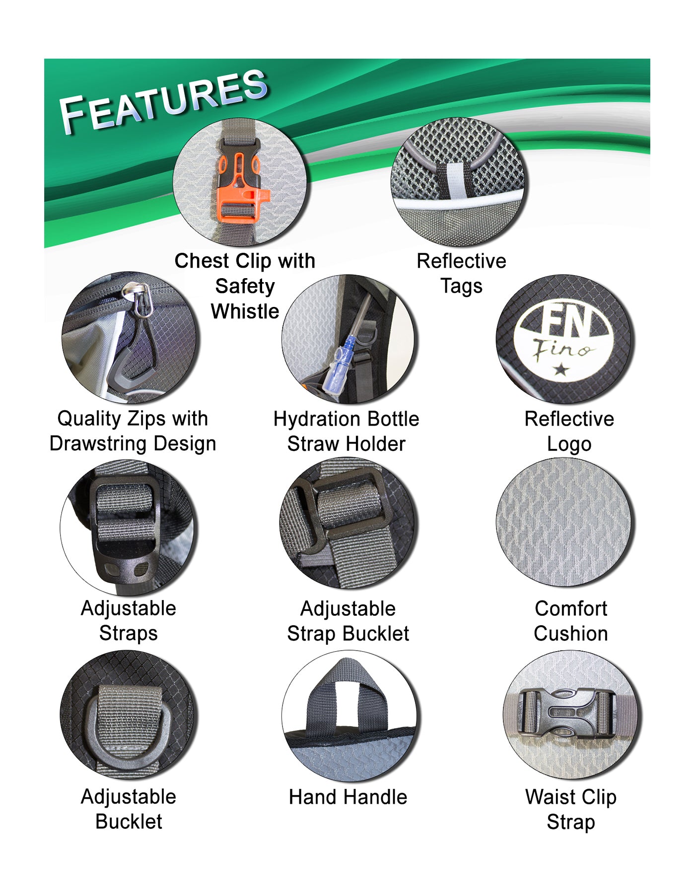 Fino B4499 Lightweight Sport/ Cycling Hydration Water Backpack