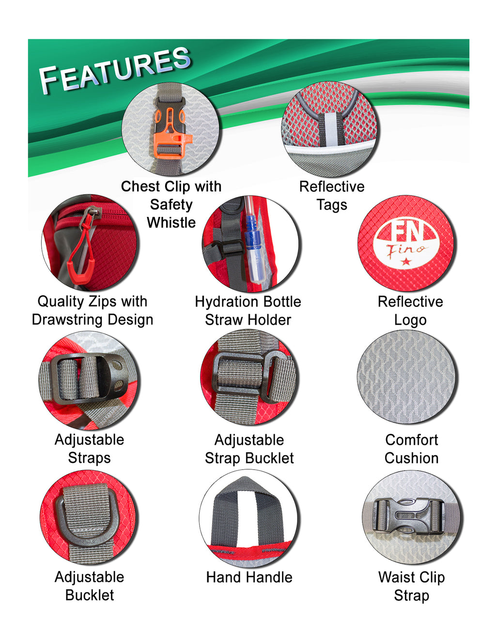 Fino B4499 Lightweight Sport/ Cycling Hydration Water Backpack