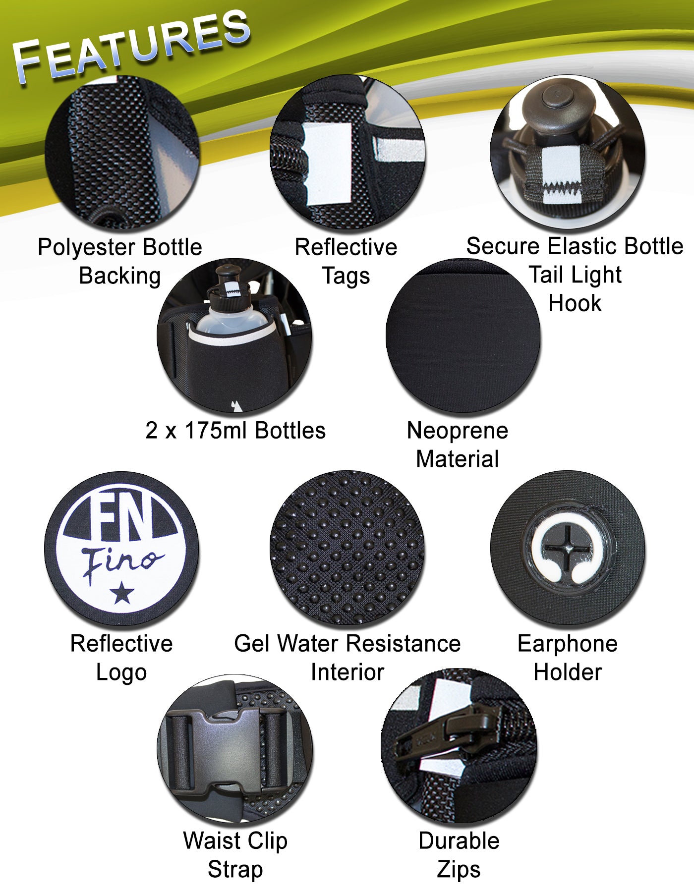 Fino B4502 Hiking & Jogging Waist Bag with Water Bottle Holders