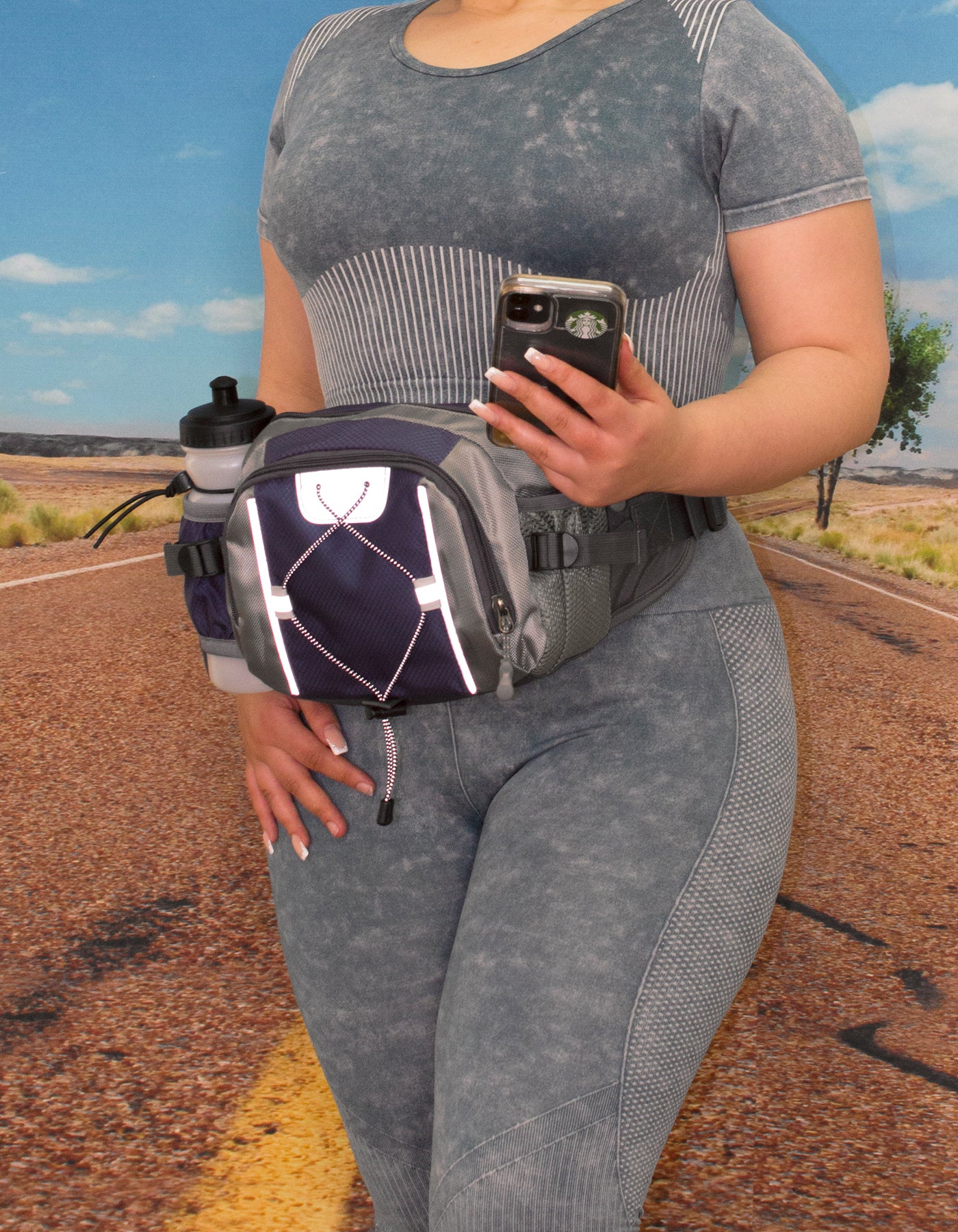 Fino B4506 Unisex Active Wear Hiking Waist Pack with Water Bottle Holder