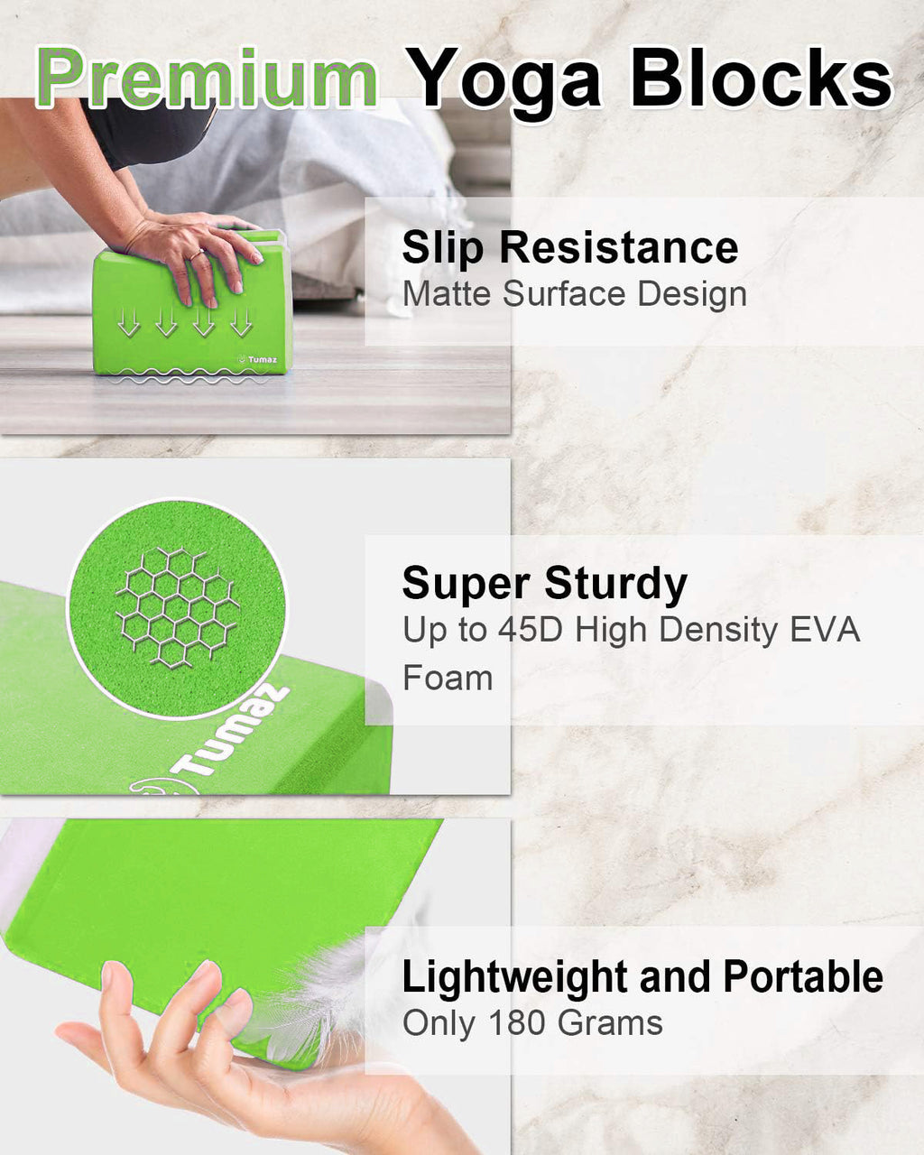 Tumaz Care BS023 Premium High Density/Lightweight Yoga EVA Foam Block Set