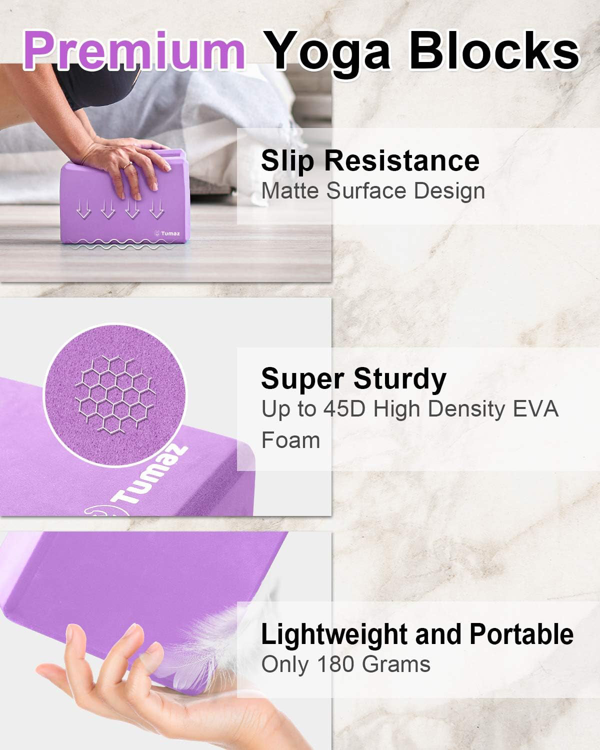 Tumaz Care BS023 Premium High Density/Lightweight Yoga EVA Foam Block Set