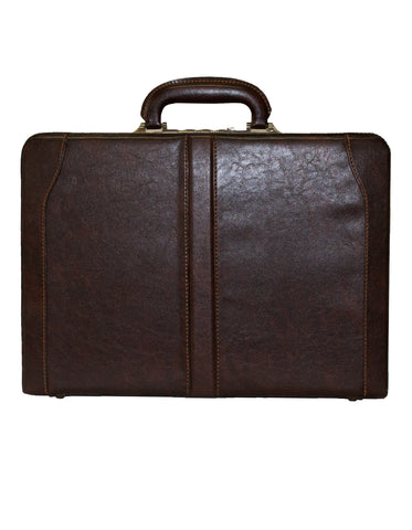 Fino C12-04 Faux Leather Briefcase with Snap Combination Lock - Brown