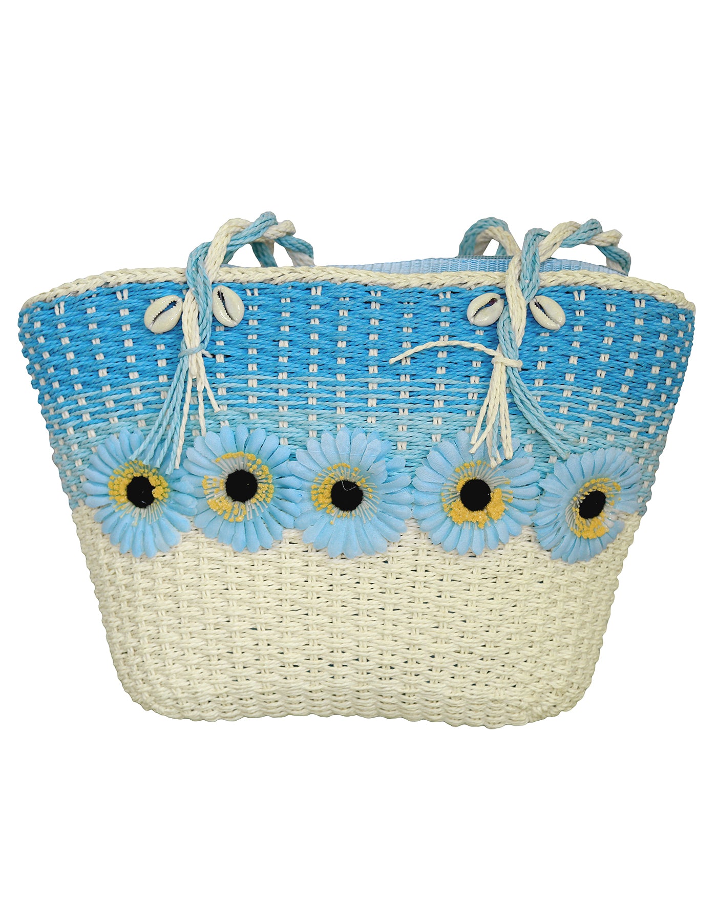 Fino CJ-05747 Straw Beach Bag with Front Flower Detail