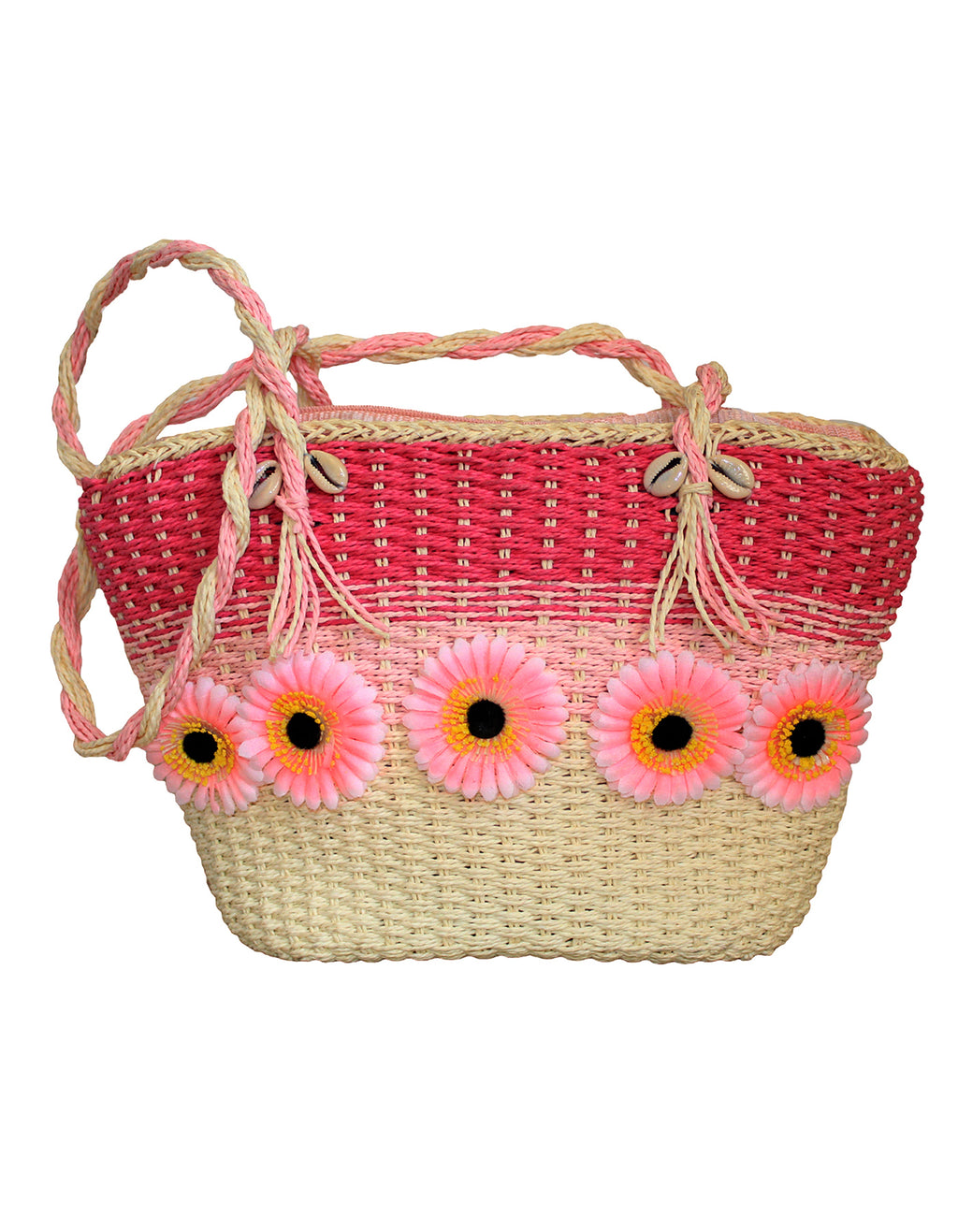 Fino CJ-05747 Straw Beach Bag with Front Flower Detail