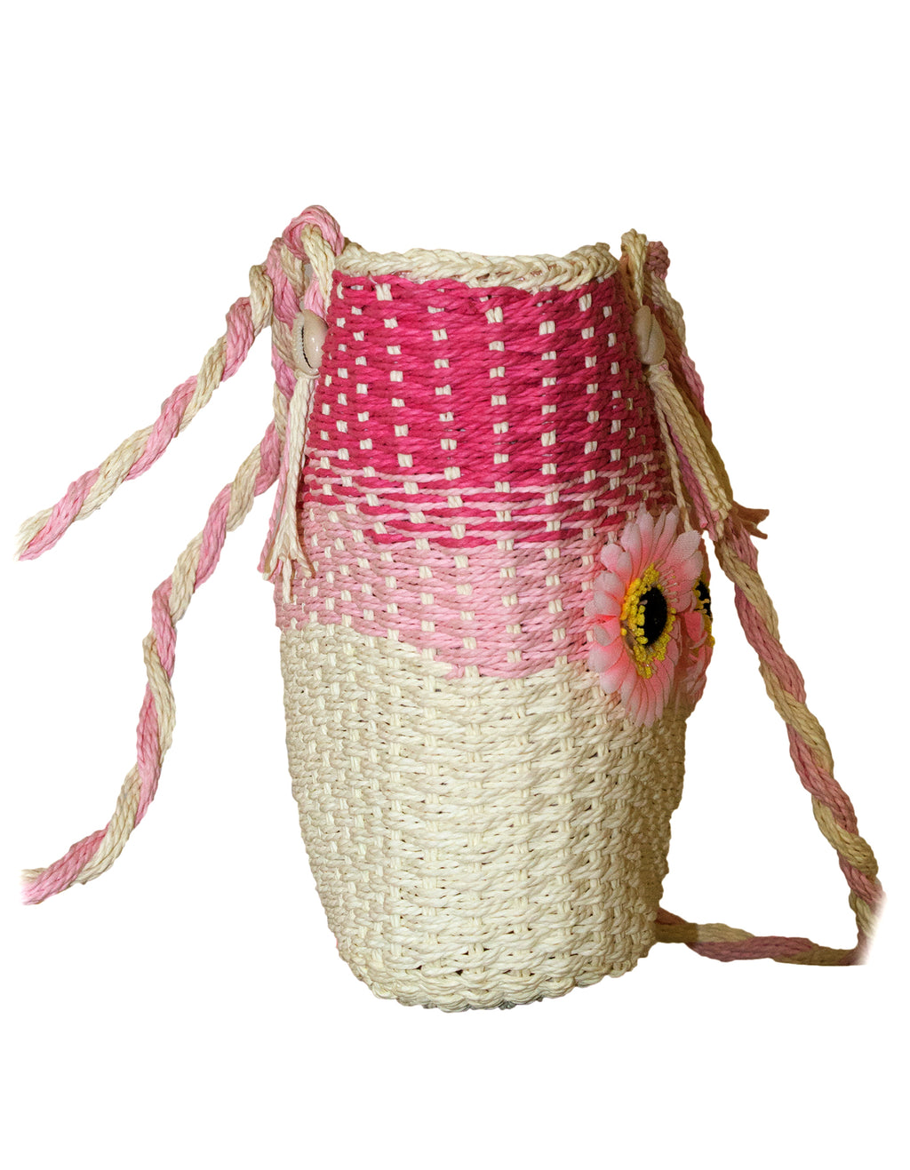 Fino CJ-05747 Straw Beach Bag with Front Flower Detail