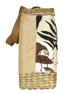 Fino CJK-05050 Straw /Canvas Bag with Front beading pattern