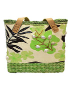 Fino CJK-05050 Straw /Canvas Bag with Front beading pattern