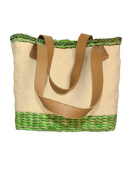 Fino CJK-05050 Straw /Canvas Bag with Front beading pattern