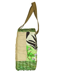 Fino CJK-05050 Straw /Canvas Bag with Front beading pattern