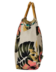 Fino CJK-05051 Embellished Printed Canvas Bag With Bamboo Handle