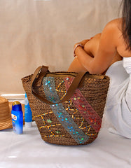 Fino CJK-05066 Exotic Straw Tote Beach Bag