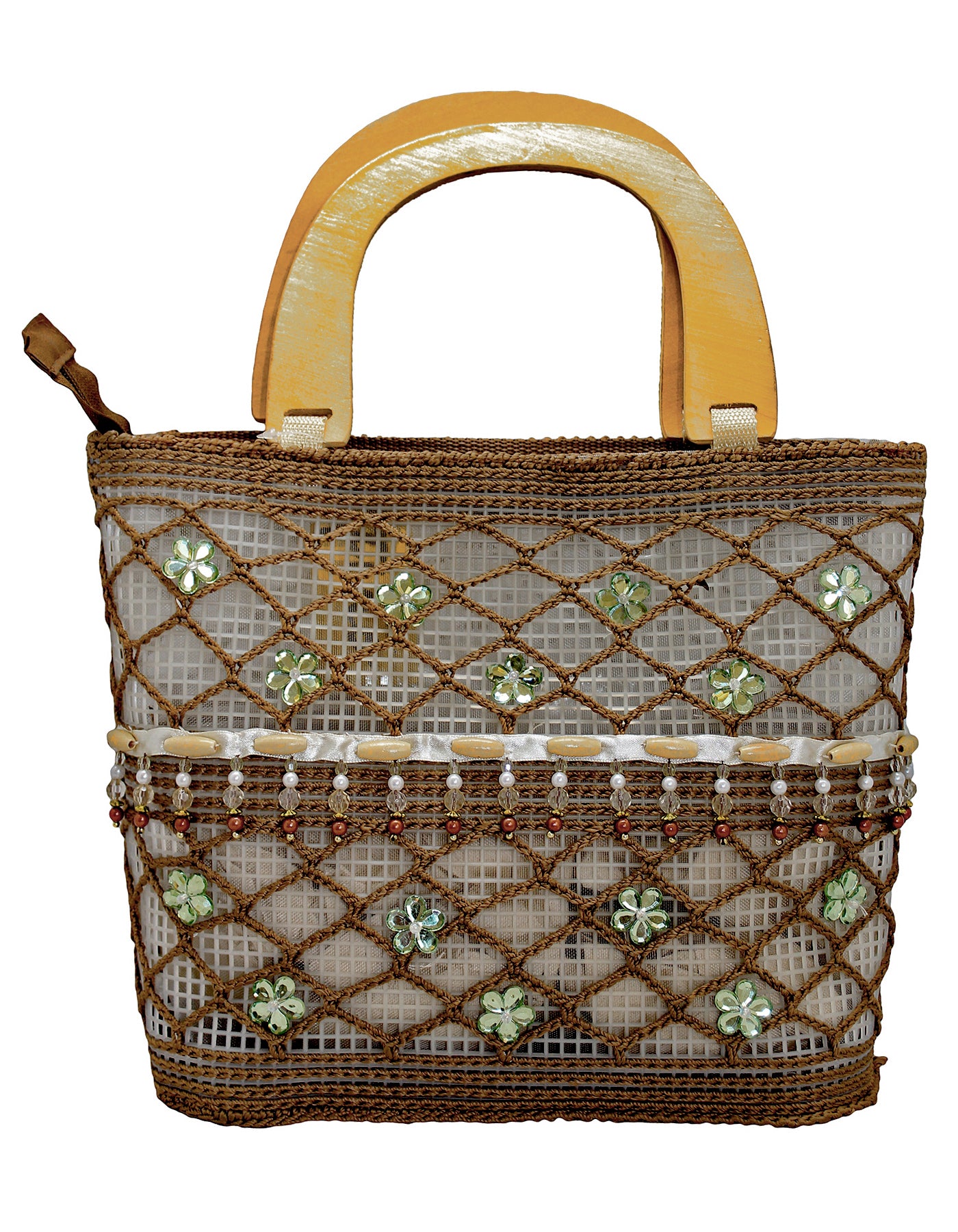 Fino CJK-05074 Straw Beach Bag with Wooden Handles