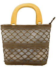 Fino CJK-05074 Straw Beach Bag with Wooden Handles
