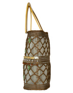 Fino CJK-05074 Straw Beach Bag with Wooden Handles