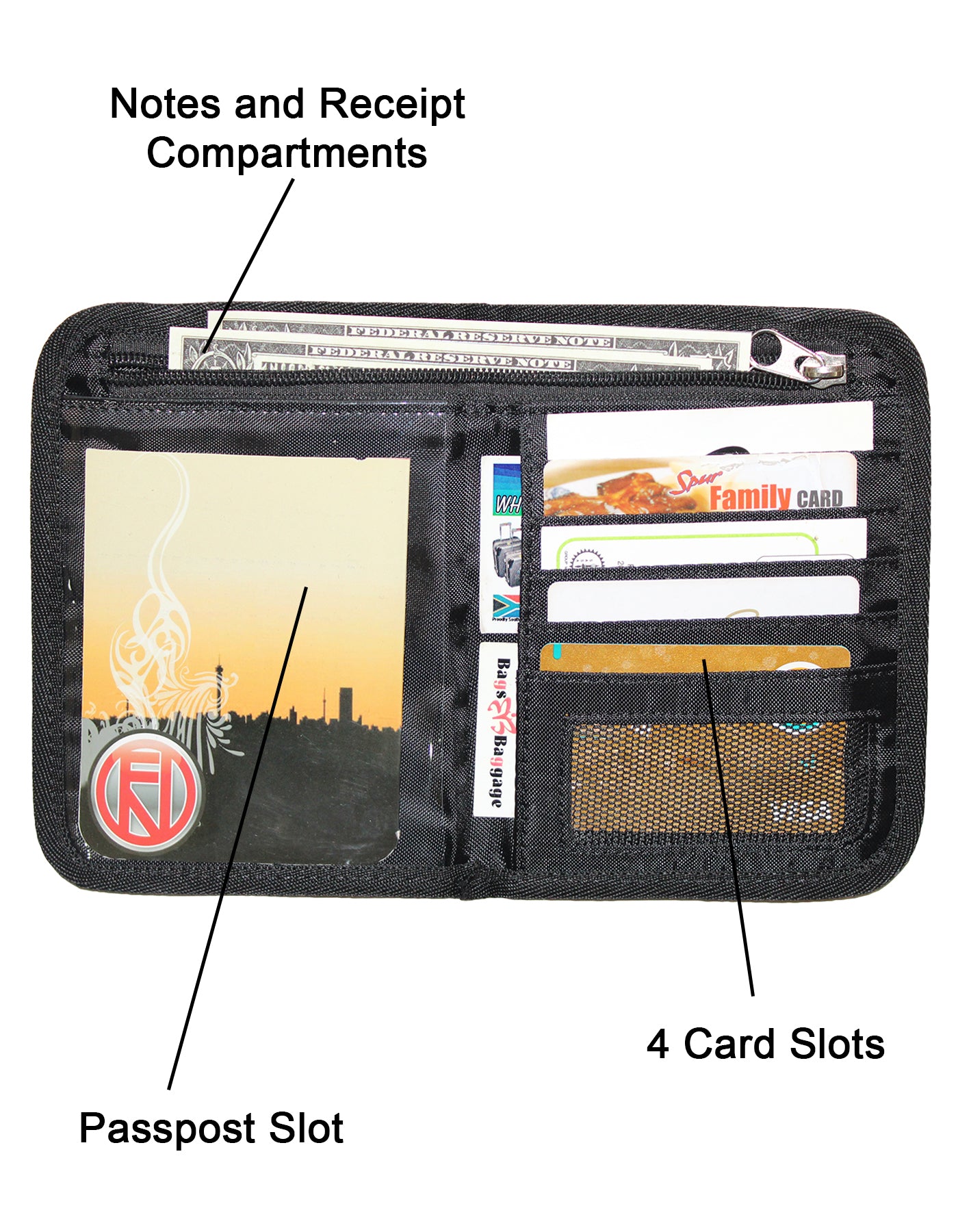 Fino CR-WT3219 Unisex Nylon Travel & Passport Pouch - Elastic Band Closure